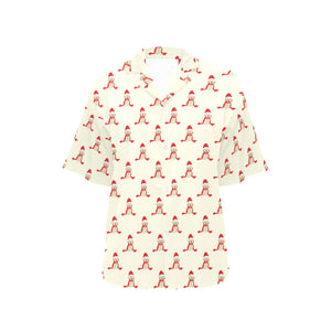 Golden Retriever Pattern Print Design 01 Women's All Over Print Hawaiian Shirt