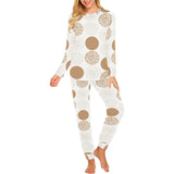 Gold Texture mushroom pattern Women's All Over Print Pajama Set