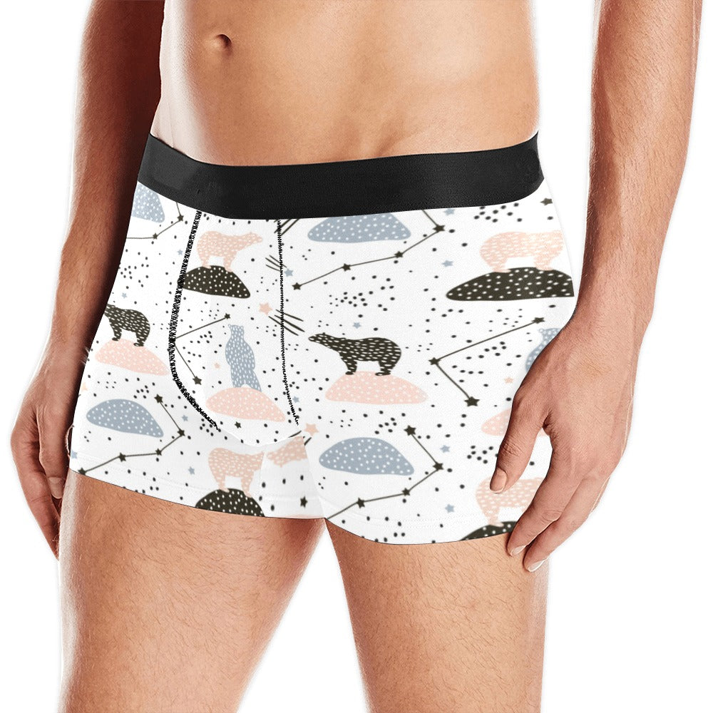Polar bears star poka dot pattern Men's All Over Print Boxer Briefs Men's Underwear