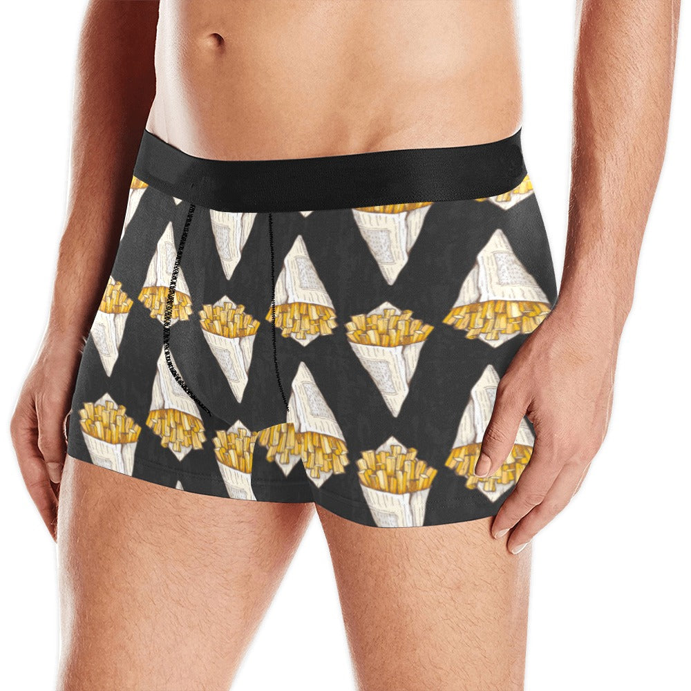 French fries dark background Men's All Over Print Boxer Briefs Men's Underwear