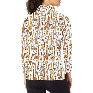 Giraffe Pattern Print Design 04 Women's Long Sleeve Polo Shirt
