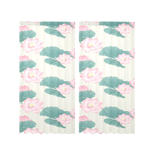 Pink lotus waterlily leaves pattern Gauze Curtain