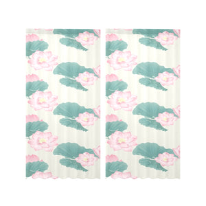 Pink lotus waterlily leaves pattern Gauze Curtain