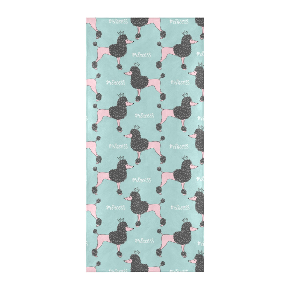 poodle dog green background Beach Towel