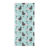 poodle dog green background Beach Towel