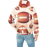 American football ball design pattern Men's Padded Hooded Jacket