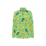 Avocado pattern green background Women's Long Sleeve Polo Shirt