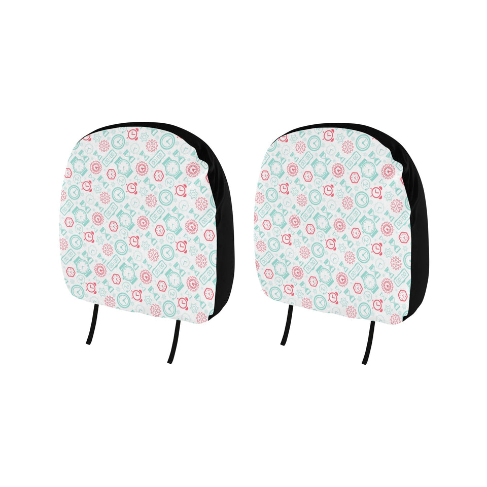 Clock time pattern blackground Car Headrest Cover