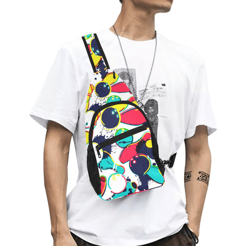 watercolor bowling ball pins All Over Print Chest Bag