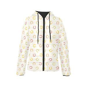 Horseshoes Pattern Print Design 02 Women's Padded Hooded Jacket