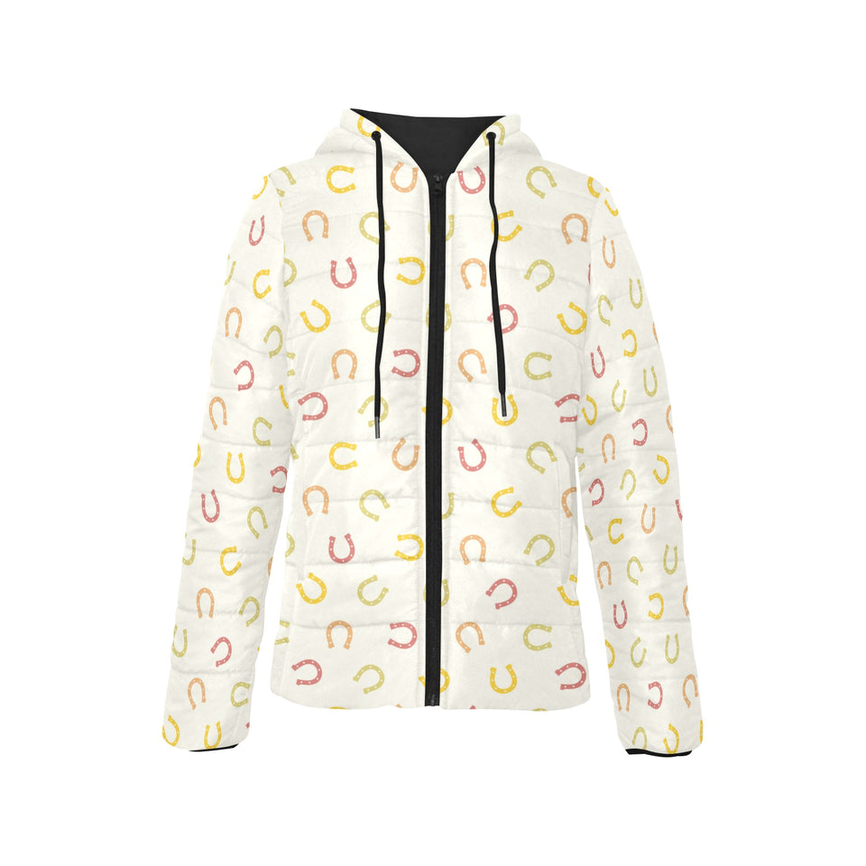 Horseshoes Pattern Print Design 02 Women's Padded Hooded Jacket