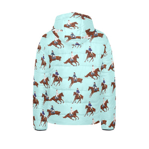 Horses running horses rider pattern Kids' Boys' Girls' Padded Hooded Jacket