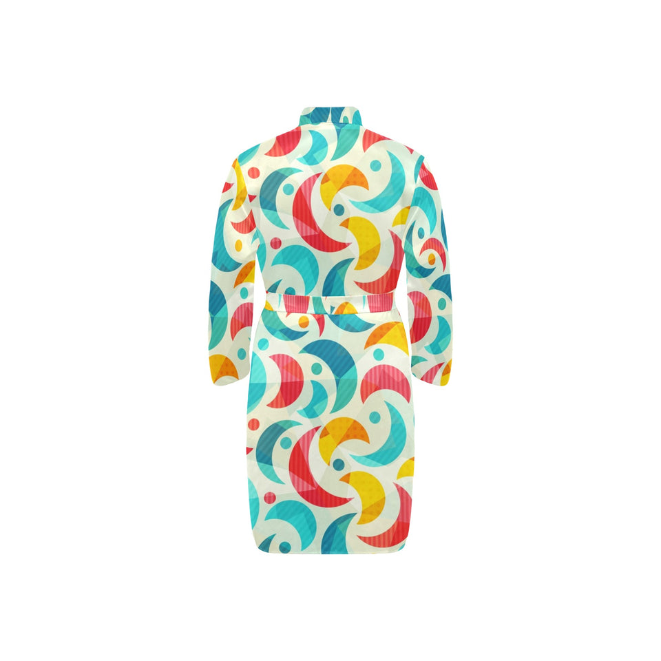 Colorful Maple Leaf pattern Men's Long Sleeve Belted Night Robe