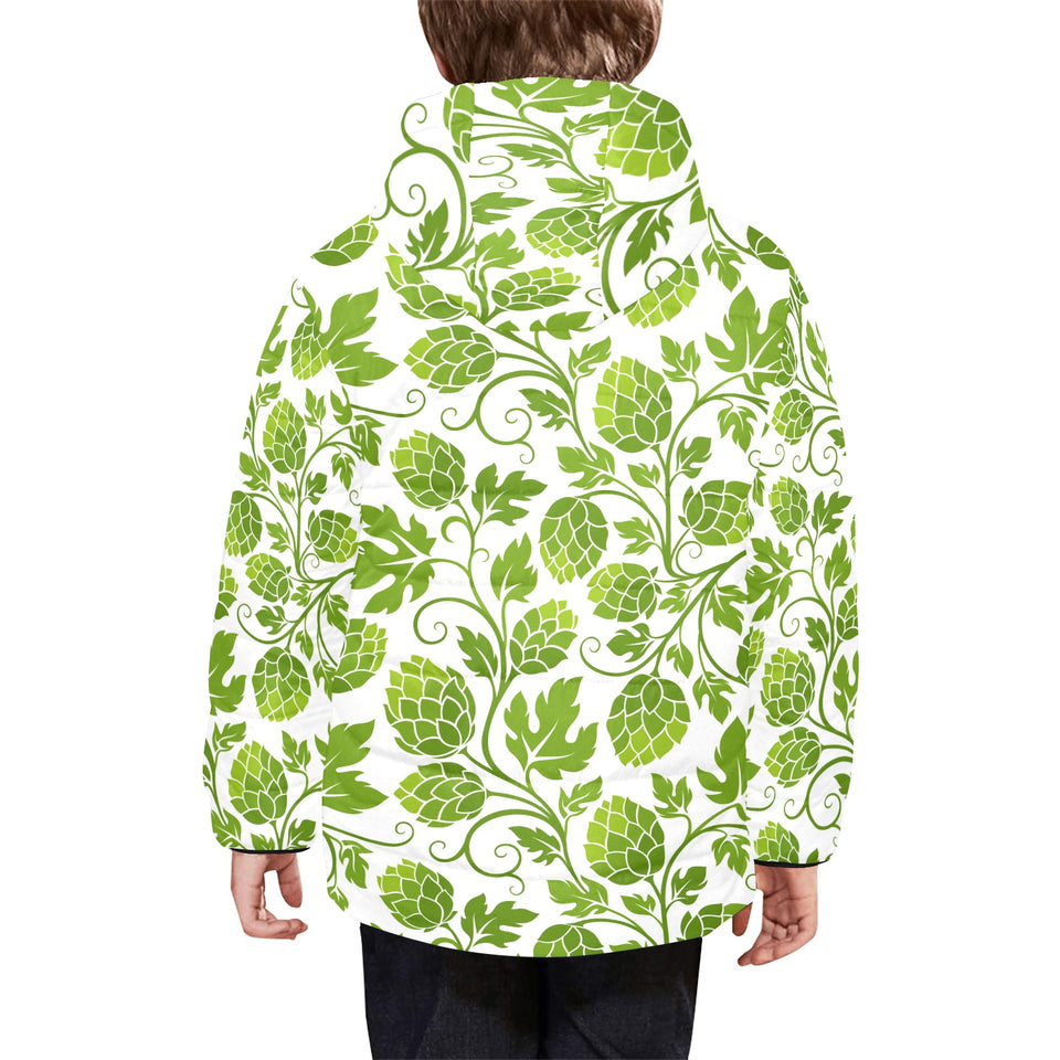 Hop design pattern Kids' Boys' Girls' Padded Hooded Jacket