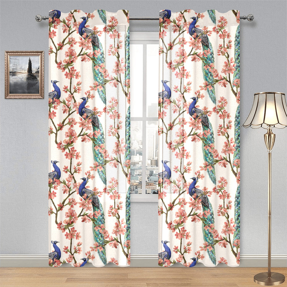 Peacock tropical flower pattern Gauze Curtain