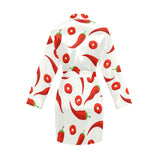 Chili pattern Women's Long Sleeve Belted Night Robe