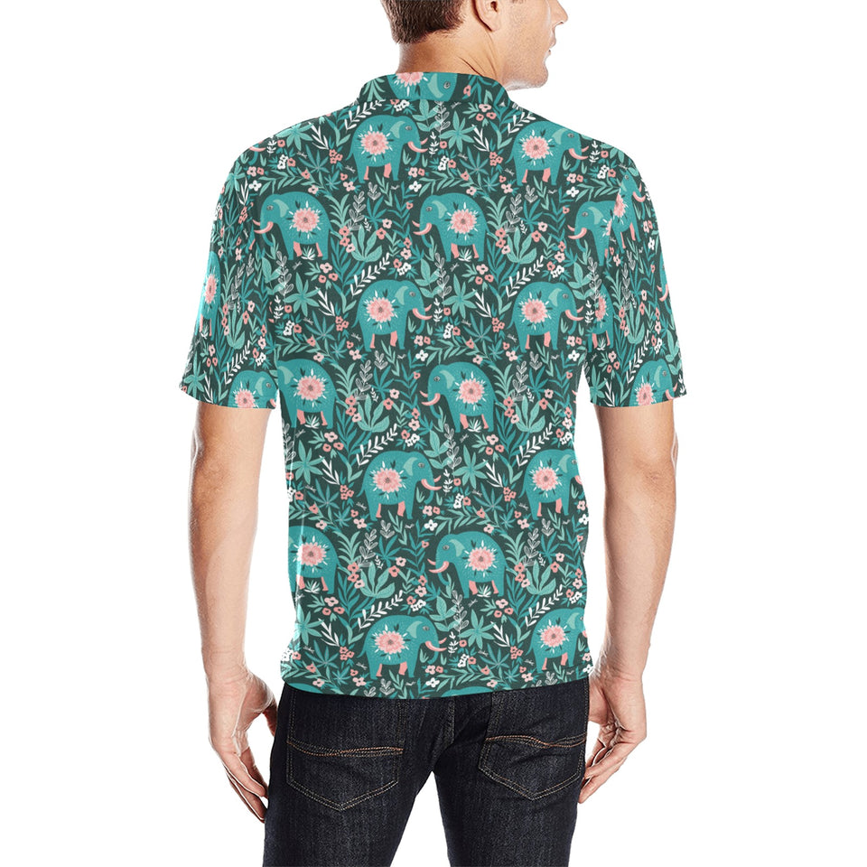 Elephants jungle pattern Men's All Over Print Polo Shirt