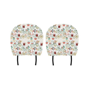 Bicycle Pattern Print Design 05 Car Headrest Cover