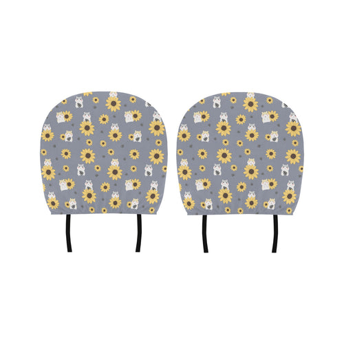 Cute hamster sunflower pattern background Car Headrest Cover