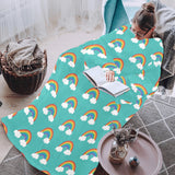 Rainbow pattern green background Blanket Robe with Sleeves