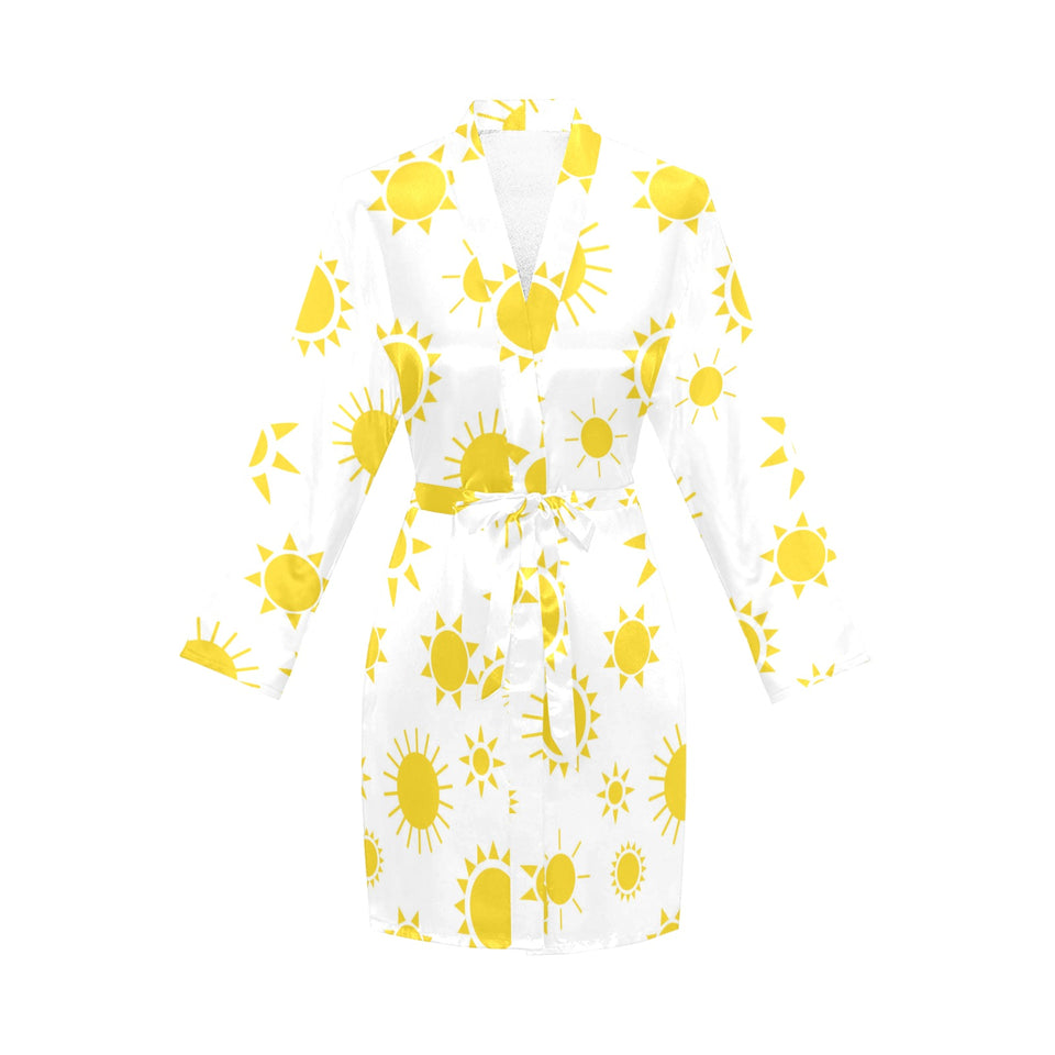 Sun pattern Women's Long Sleeve Belted Night Robe