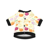 Onion garlic white red pattern All Over Print Pet Dog Round Neck Fuzzy Shirt