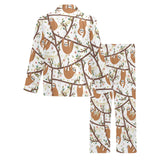 Sloths hanging on the tree pattern Men's Long Pajama Set
