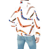 Boomerang Australian aboriginal ornament pattern Men's Padded Hooded Jacket