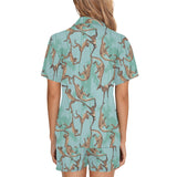 Monkey Palm tree background Women's V-Neck Short Pajama Set