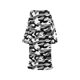 Black white camouflage pattern Blanket Robe with Sleeves