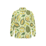 Durian leaves pattern background Men's Long Sleeve Polo Shirt