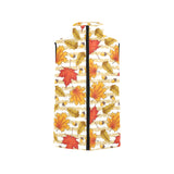 Maple leaf oak leaf acorns beige striped backgroun Women's Padded Vest