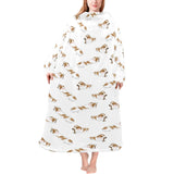 Jack Russel Pattern Print Design 04 Blanket Robe with Sleeves