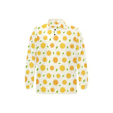 oranges leaves pattern Men's Long Sleeve Polo Shirt