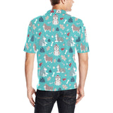 Christmas cute siberian husky puppie pattern Men's All Over Print Polo Shirt