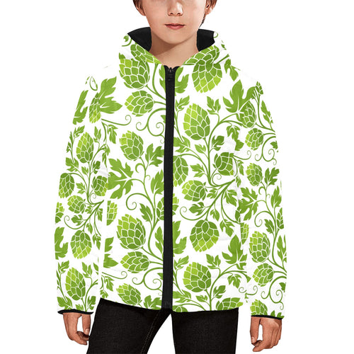 Hop design pattern Kids' Boys' Girls' Padded Hooded Jacket