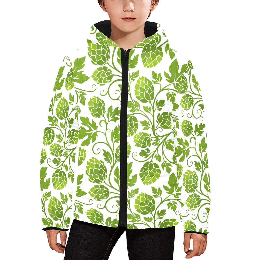 Hop design pattern Kids' Boys' Girls' Padded Hooded Jacket