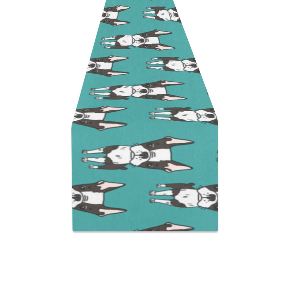 Hand drawn boston terrier dog pattern Table Runner