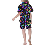 Colorful halloween background Kids' Boys' Girls' V-Neck Short Pajama Set