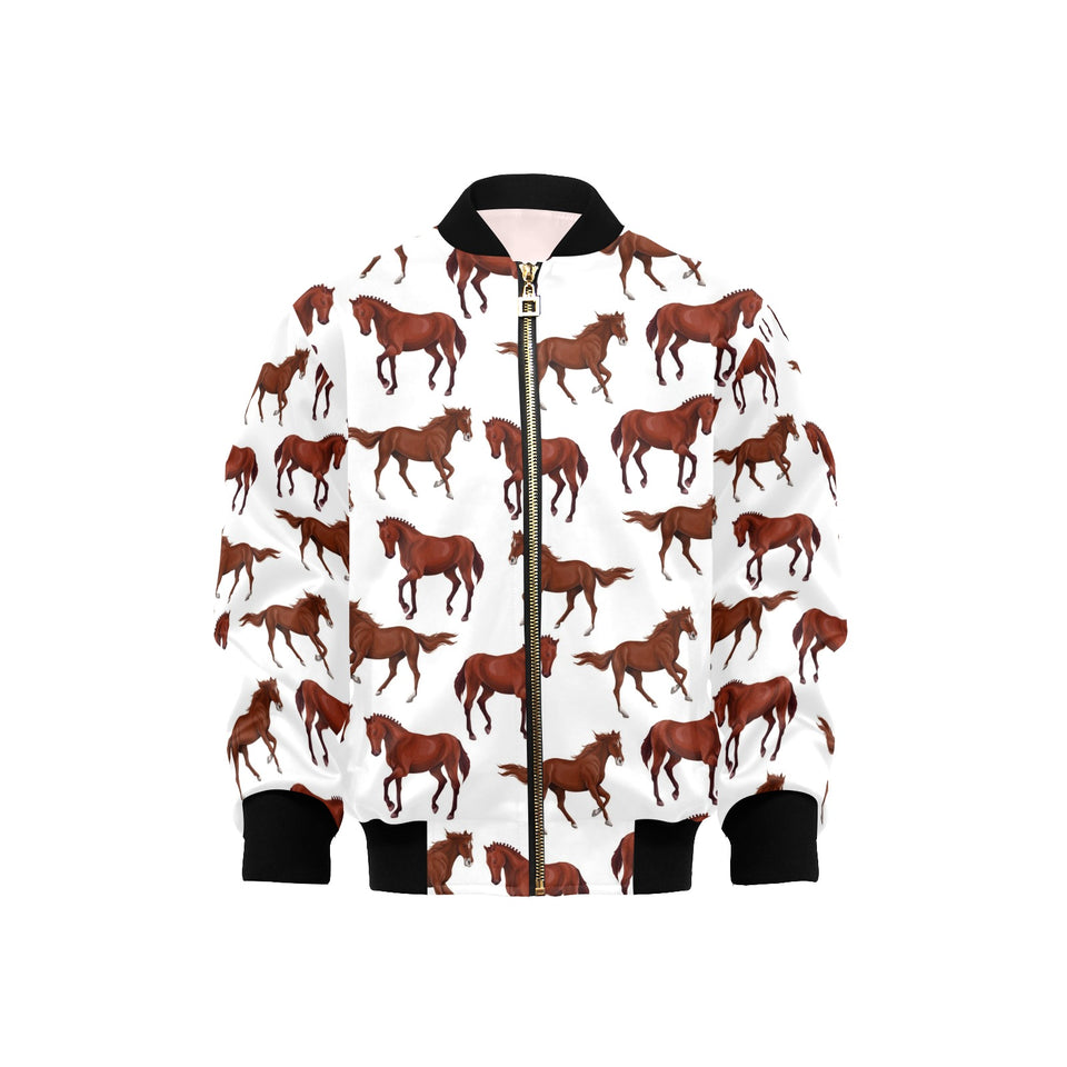 Horses running pattern background Kids' Boys' Girls' Bomber Jacket