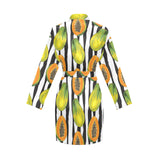 papaya design pattern Women's Long Sleeve Belted Night Robe