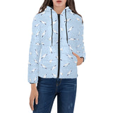 Seagull Pattern Print Design 02 Women's Padded Hooded Jacket