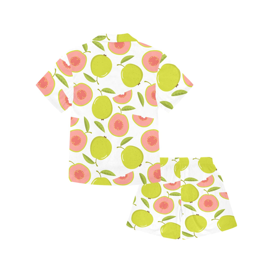 Guava pattern Kids' Boys' Girls' V-Neck Short Pajama Set