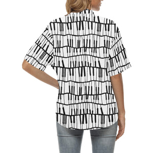 Piano Pattern Print Design 03 Women's All Over Print Hawaiian Shirt