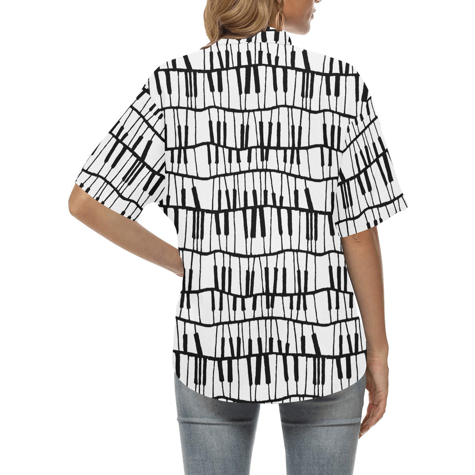 Piano Pattern Print Design 03 Women's All Over Print Hawaiian Shirt