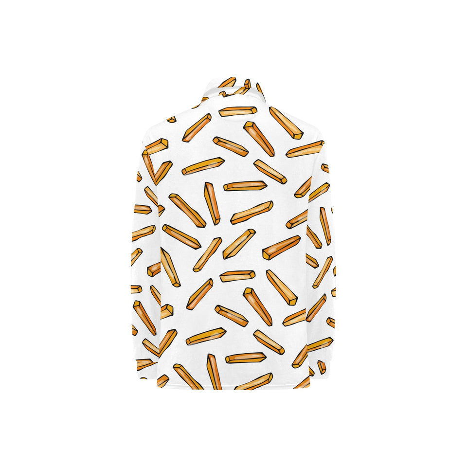 French fries potato pattern Women's Long Sleeve Polo Shirt