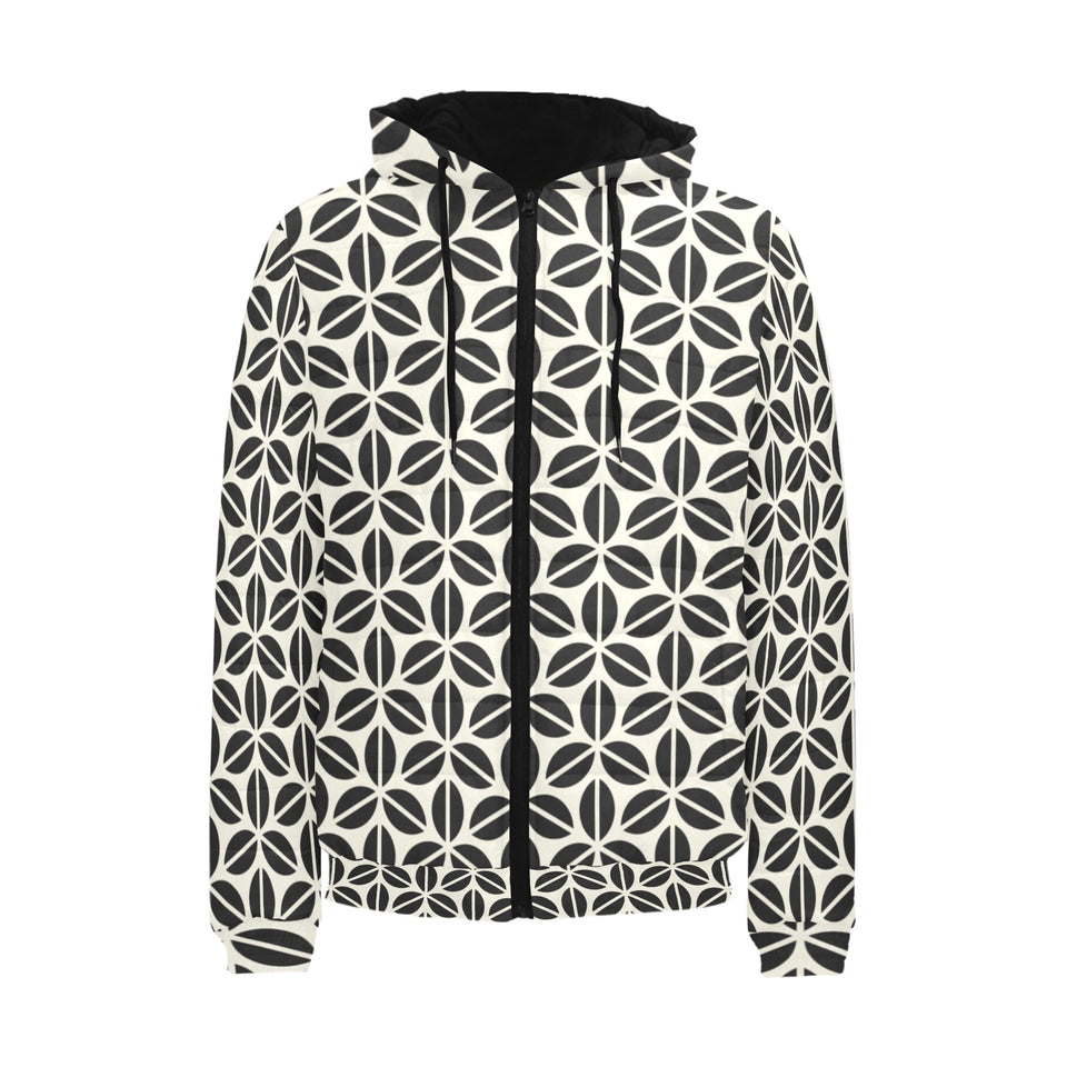 Coffee bean abstract modern pattern Men's Padded Hooded Jacket