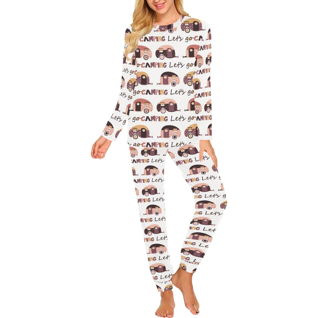 Camper Van Pattern Print Design 01 Women's All Over Print Pajama Set