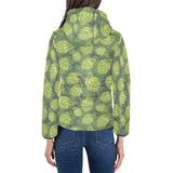 Hop pattern Hop cone background Women's Padded Hooded Jacket