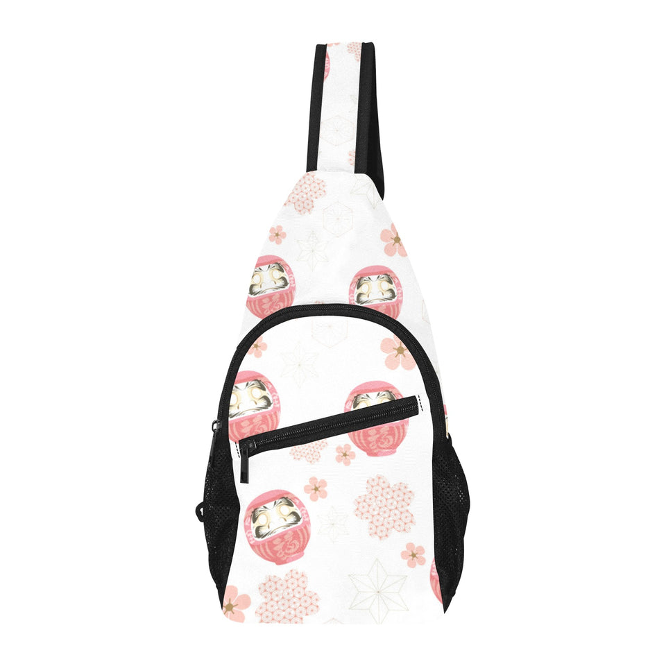 Daruma japanese wooden doll cherry blossom flower All Over Print Chest Bag
